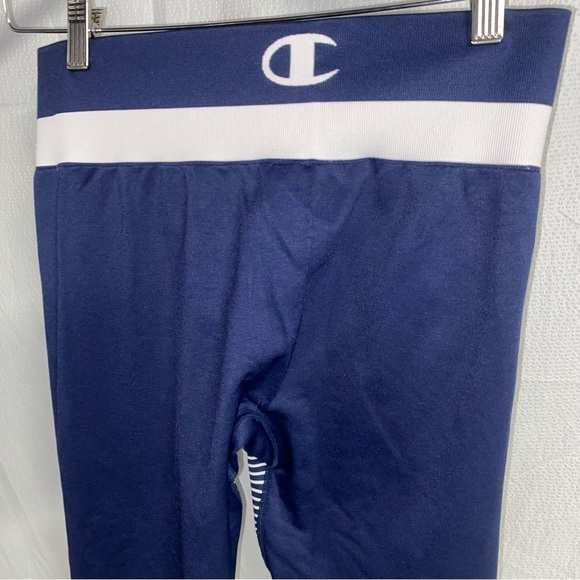 Champion Navy Blue/White Striped Cropped Legging, Size Large - Picture 5 of 11